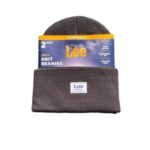 LEE Workwear Knit Beanie Caps One Size 2 Pack Jet Black